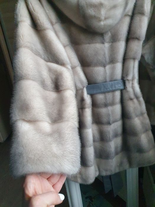 Норковая шубка Manakas из серенькой плюшевой норки, размер XS-S