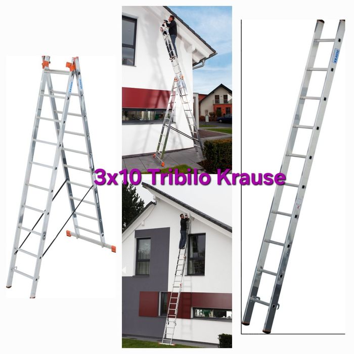 Лестница3-секційна драбина KRAUSE Tribilo4х4,3х9,3х10,3x12,3x14