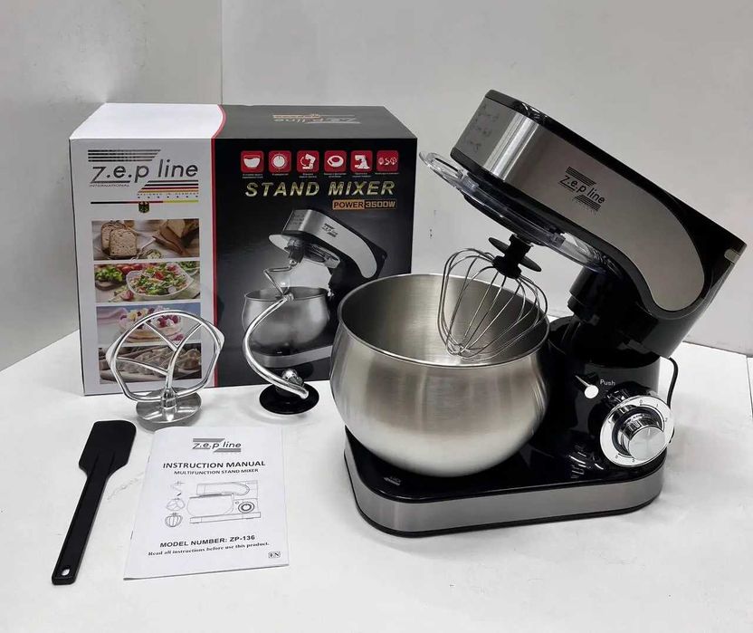 Тістоміс міксер / кухонный комбайн 3500 вт з чашею 6 л, планетарний