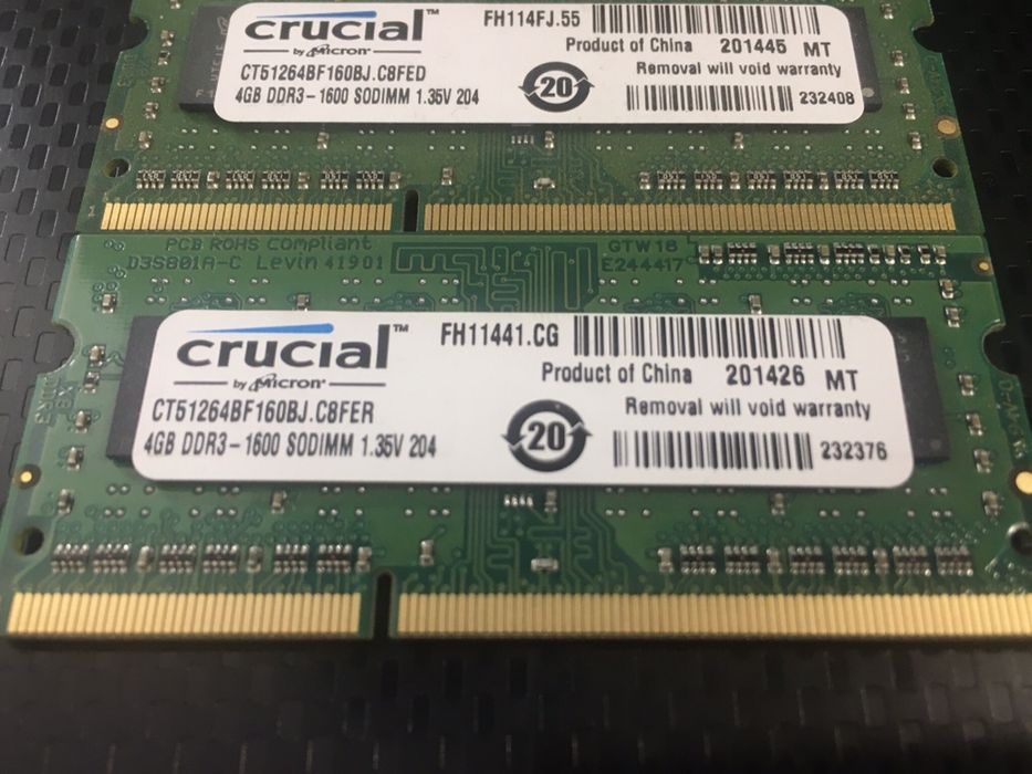 Memórias RAM 2 e 4Gb - Crucial / Elpida / Hynix