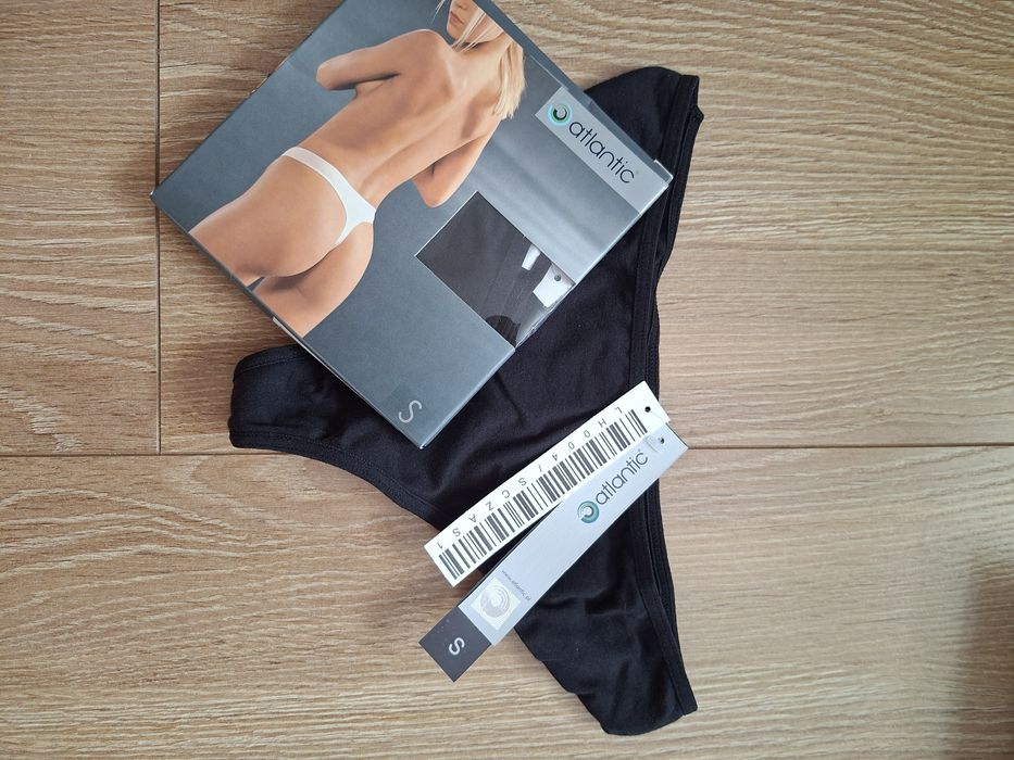 Stringi damskie Atlantic, rozmiar S, kolor czarny