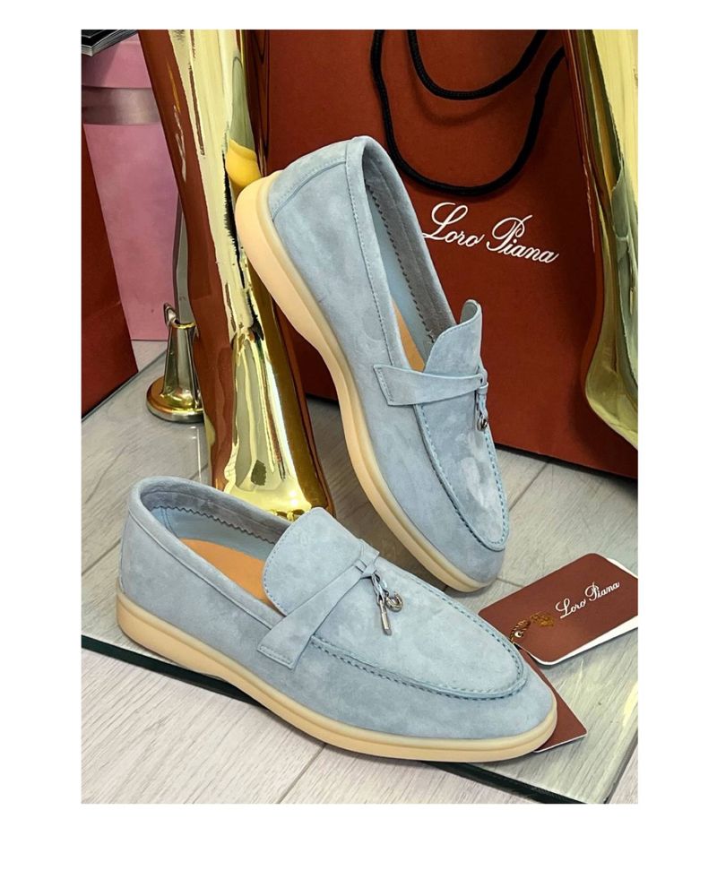 Блакитні лофери Loro Piana Summer Walk lux 1:1 беж лоферы LP Lux 1:1