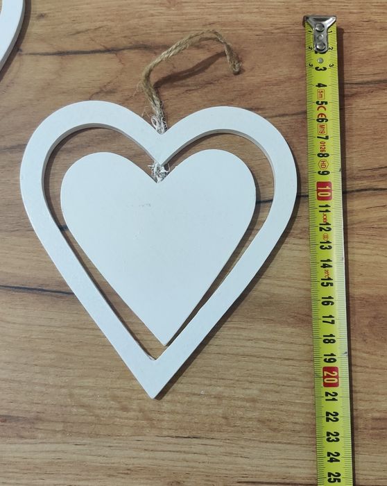 Drewniane białe serduszka ozdoba na ślub/ wesele