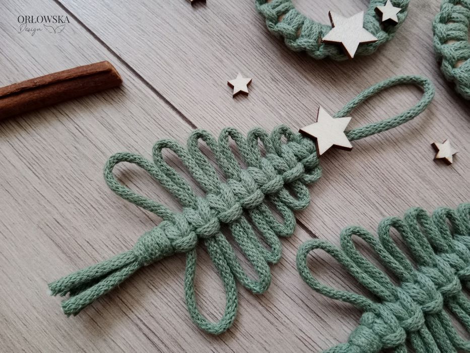 Makrama ozdoby świąteczne na choinkę zestaw box 6szt prezent boho
