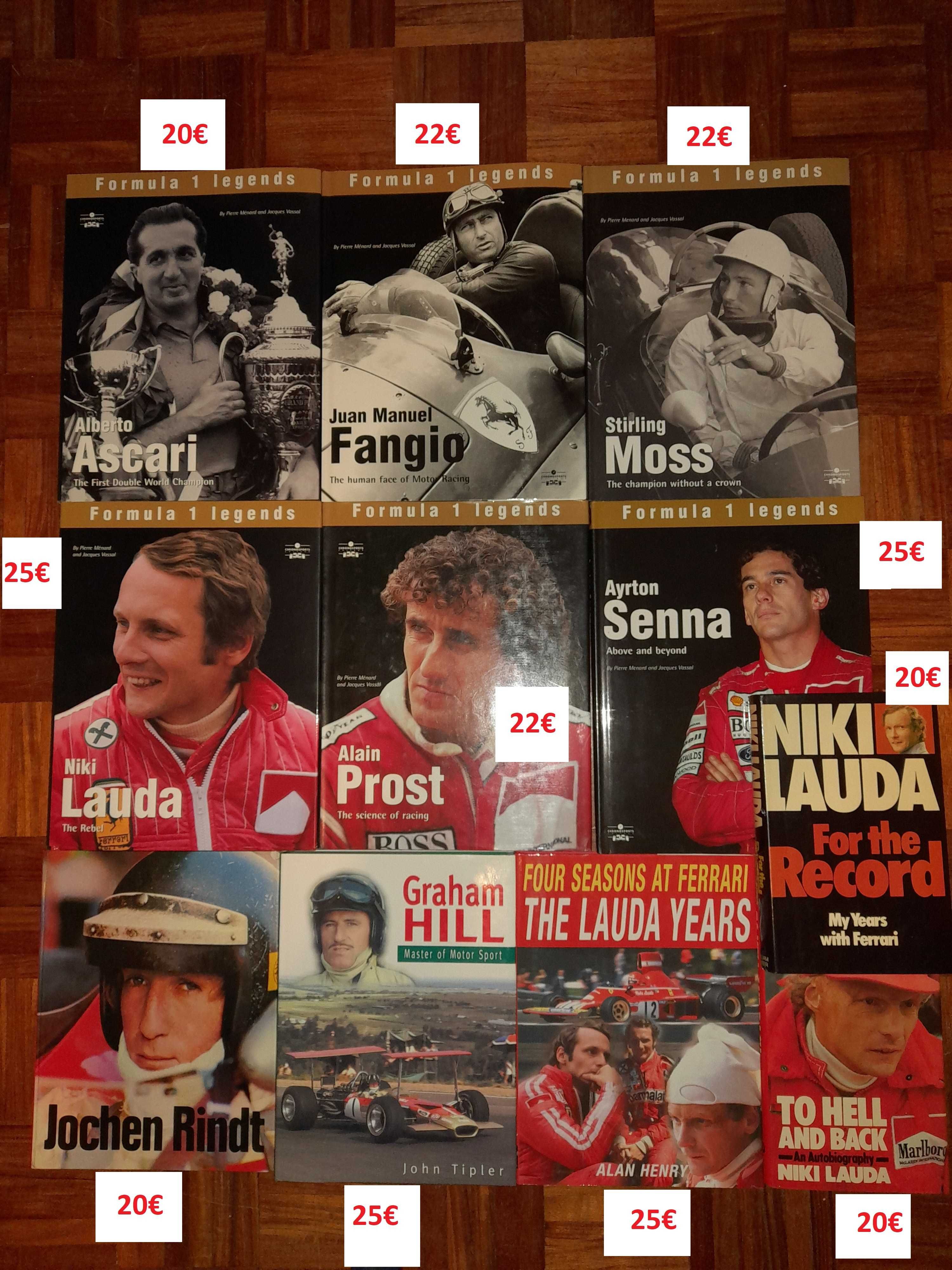 Biografias pilotos F1 Fangio Moss Clark Lauda Prost Fittipaldi Mansell