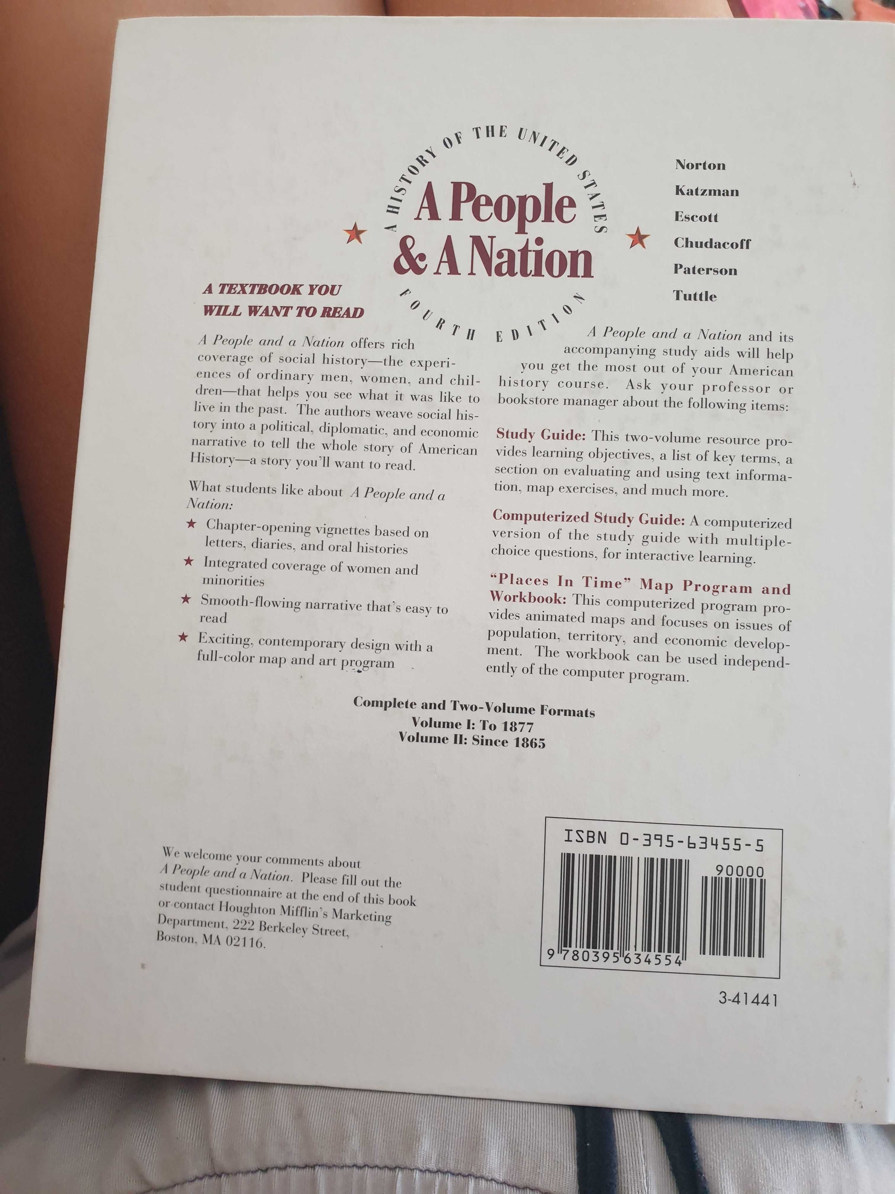 A people and a nation book english history of the united states