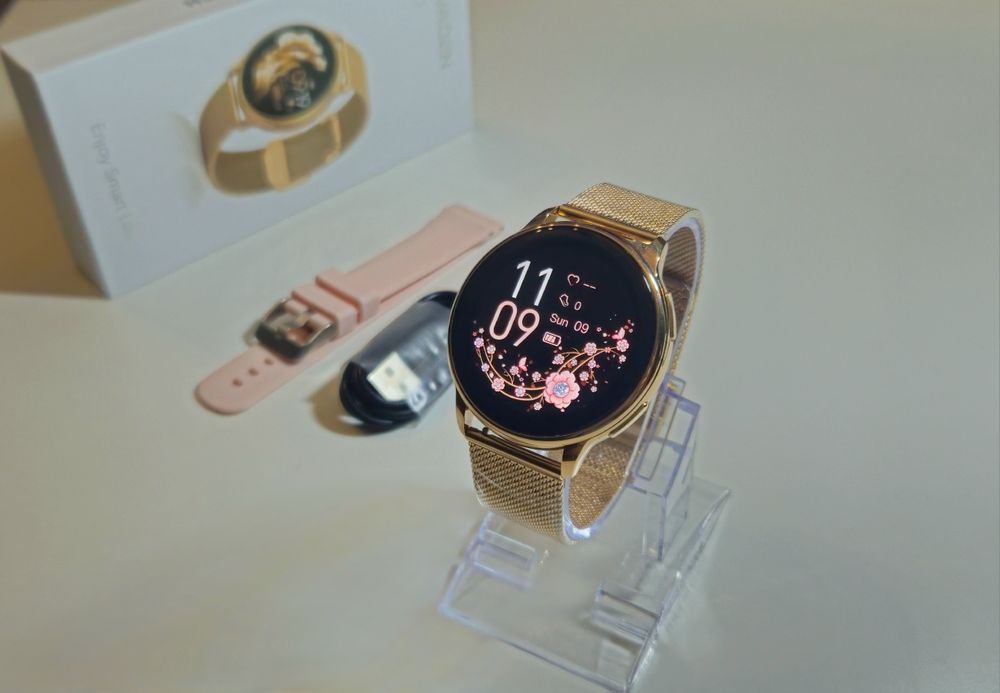 Smartwatch Stylowy Zegarek Damski Złoty Nowy
