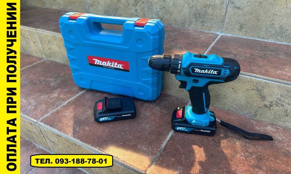 ‼️Акумуляторний шуруповерт Makita 24в. Шурупокрут. 2️⃣акб  + кейс.