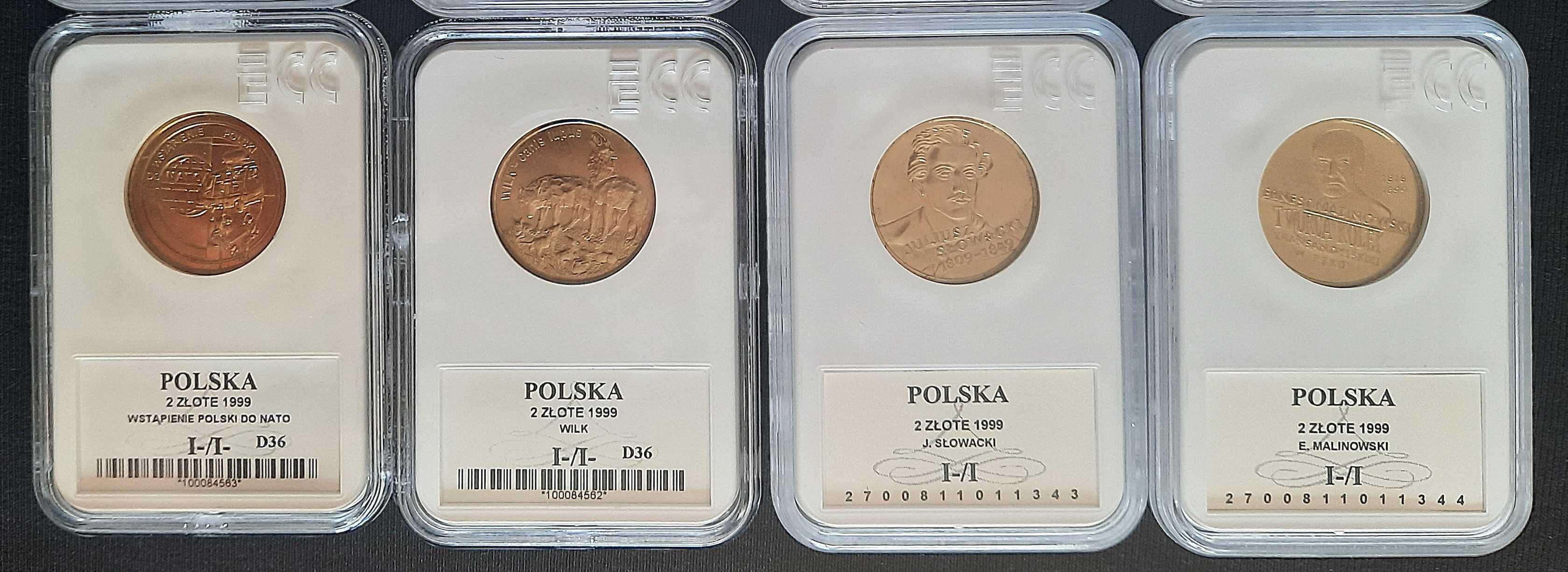 Komplet Monet. 2 złote - 1999 rok.  GRADING