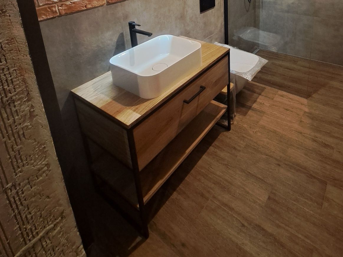 Szafka pod umywalkę, dębowa loft, konsola loft do łazienki