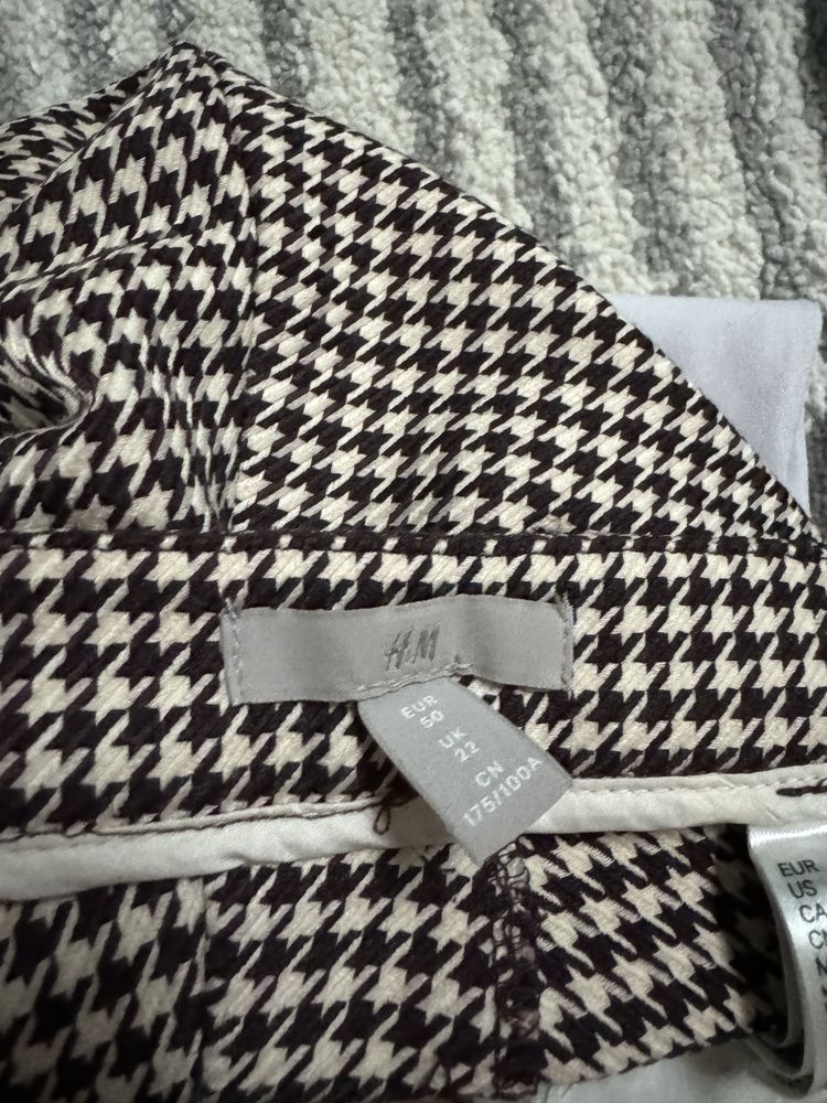 Spodnie jesień bordowe kratka h&m 50