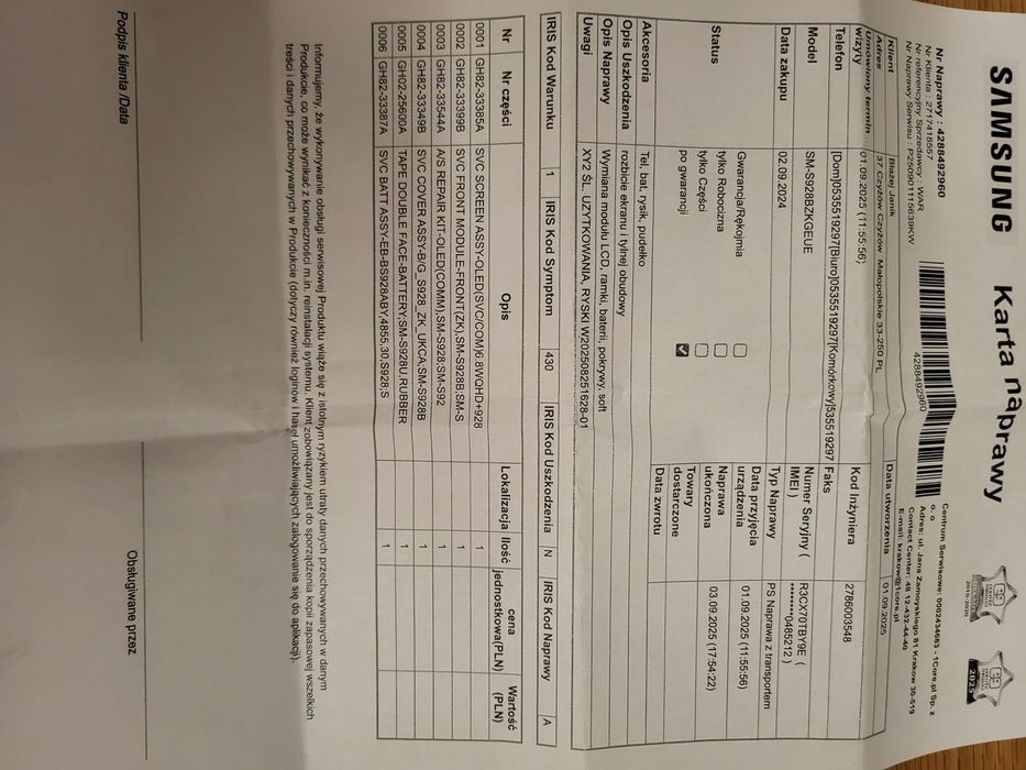 Samsung Galaxy S24 Ultra 12/256 GB – jak nowy po serwisie!