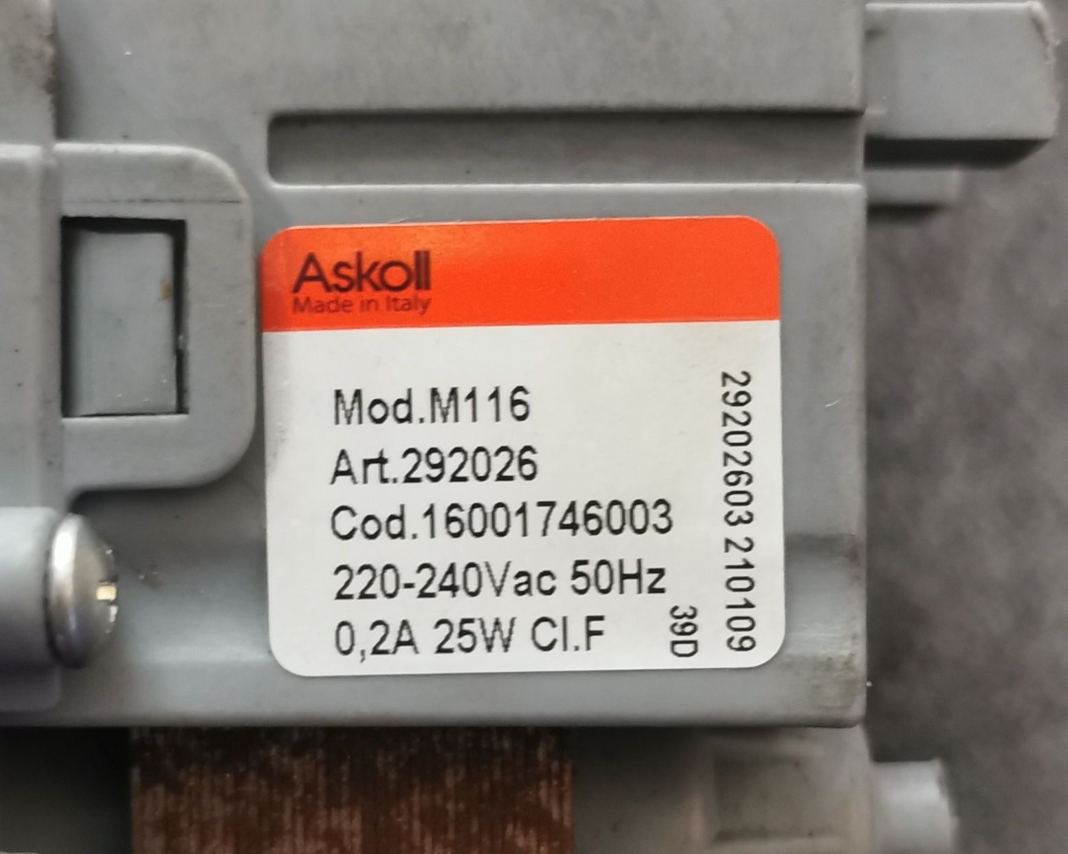 Pompka od pralki mod. M116 Art. 292026 indesit