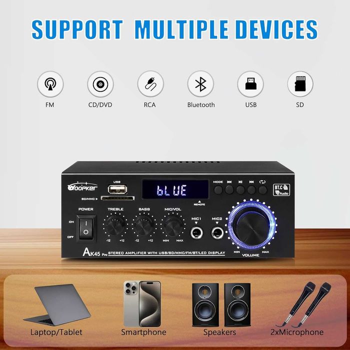 Wzmacniacz HiFi – WOOPKER AK45 Pro wzmacniacz HiFi Stereo 500 W