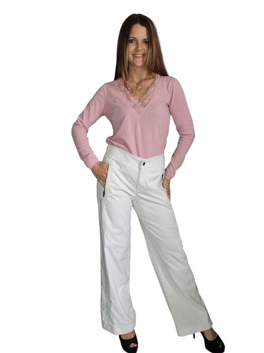 Białe spodnie marc cain n3 m 38 szerokie