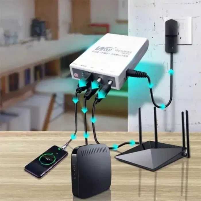 ДБЖ безперебійник (павербанк) для роутера 10400mAh WGP 5V+9V+12V,білий