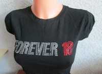 t-shirt czarny z cyrkoniami forever- rozm S bluzka koszulka