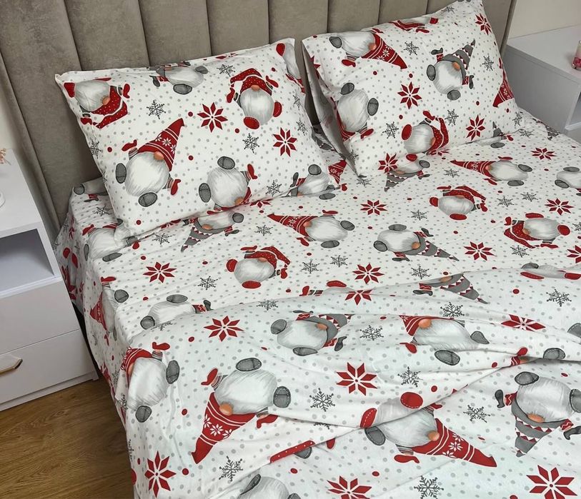 НОВОРІЧНА постіль Різдвяна Санта сніжинки новий рік