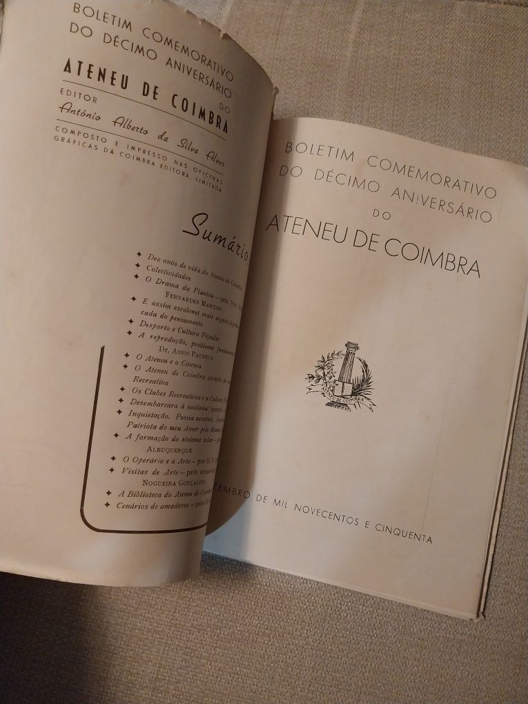 Ateneu de Coimbra - Boletim Comemorativo do Décimo  Aniversário  1950