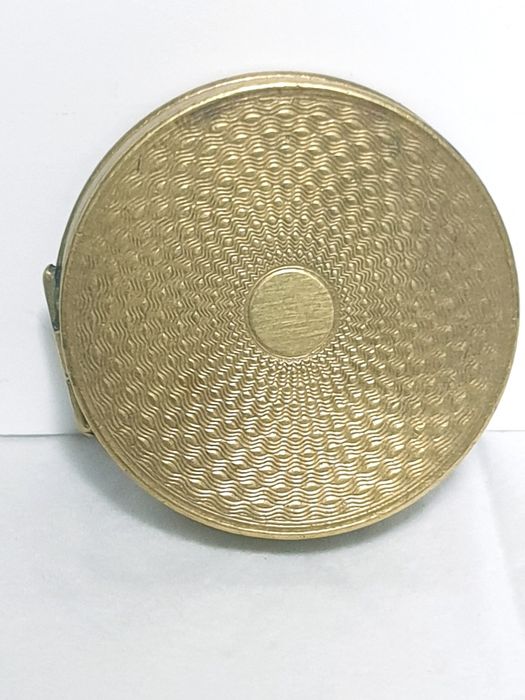 Linda antiga caixa com guilloche esmaltada e marcada