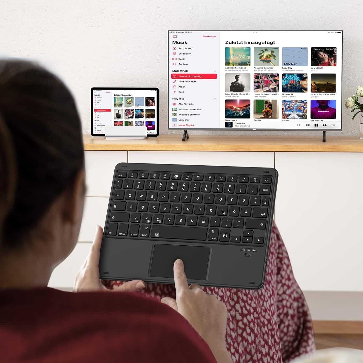 Bezprzewodowa Klawiatura z Trackpadem,7kolorowe Podświetlenie,dla iPad