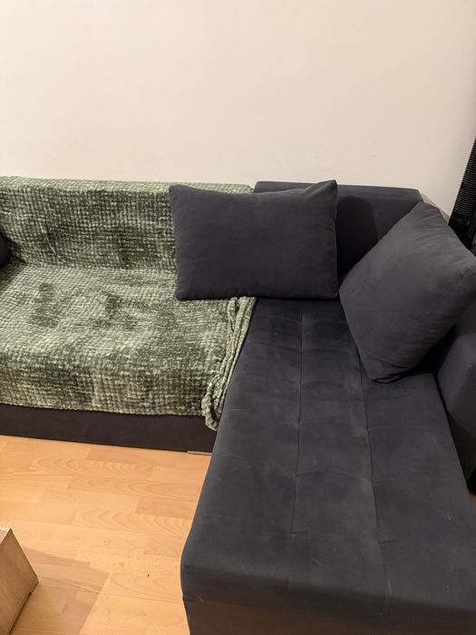 Narożnik z funkcją spania L szary