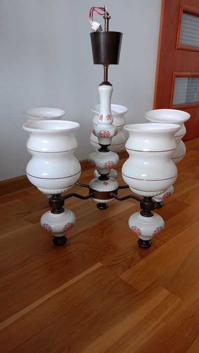 Żyrandol porcelanowy PRL Polam