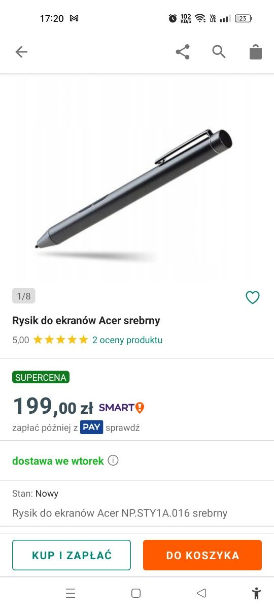 Rysik Acer Active Stylus do ekranów Acer