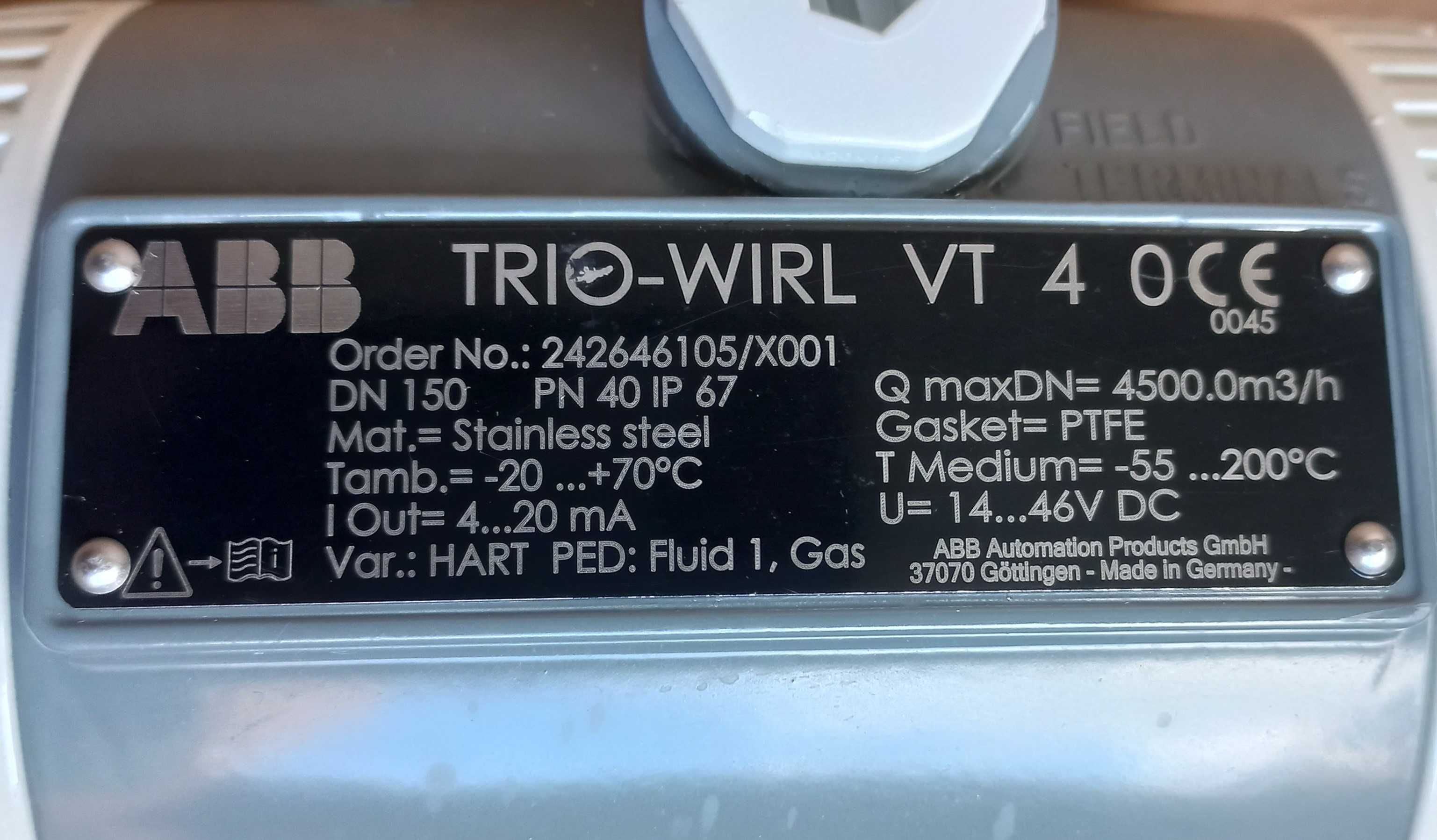 ABB Przepływomierz wirowy Trio-Virl VT4 DN150 NOWY woda para