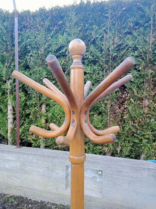 Stary wieszak, stół,  2 krzesła, komplet, Thonet, krzesło gięte