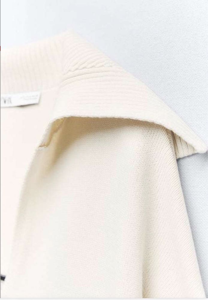 ZARA Sweter oversize w paski z kołnierzem wiskoza L