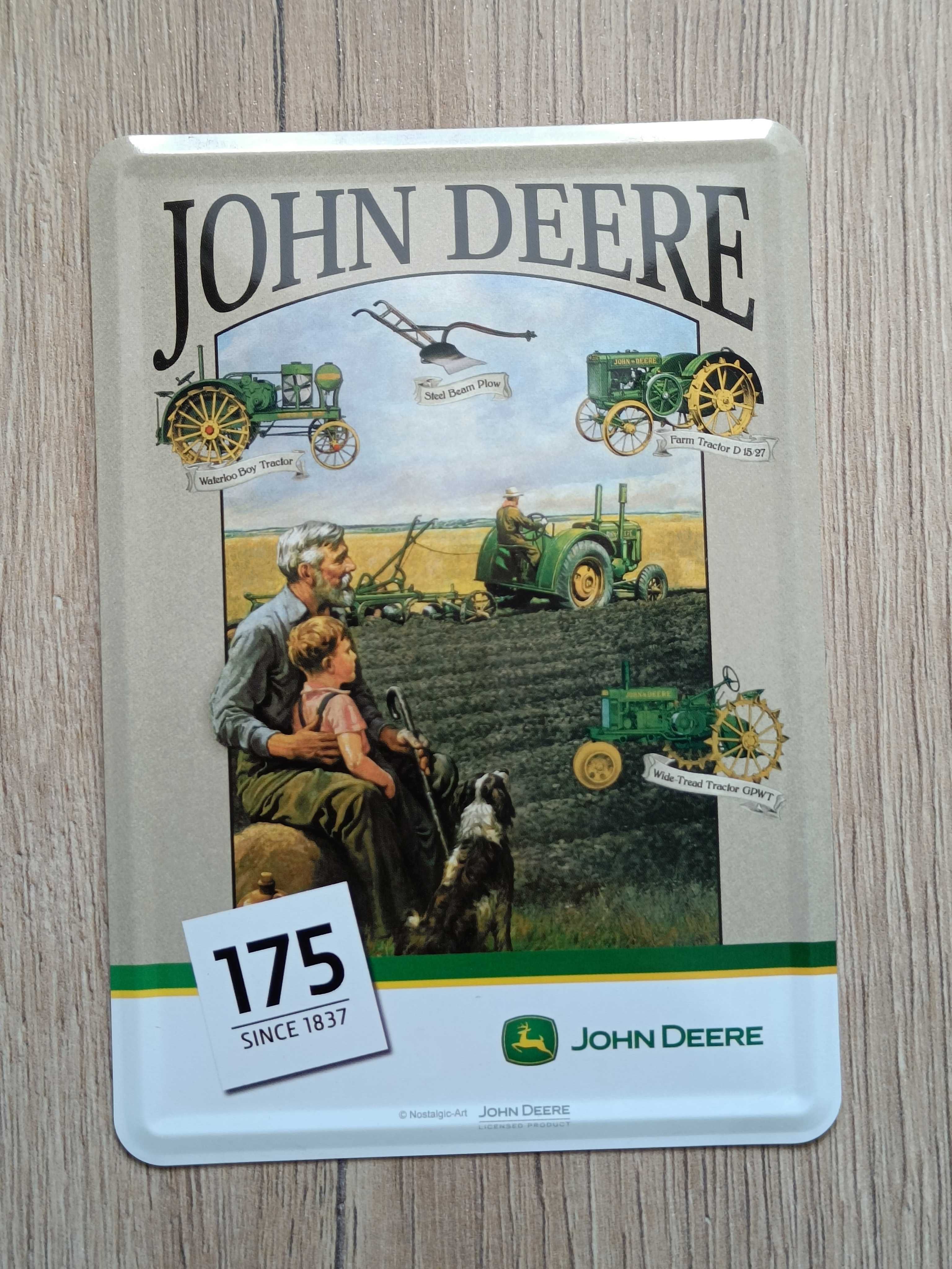 Tablica szyld reklamowy JOHN DEERE metal oryginał 10,2x14,4 cm