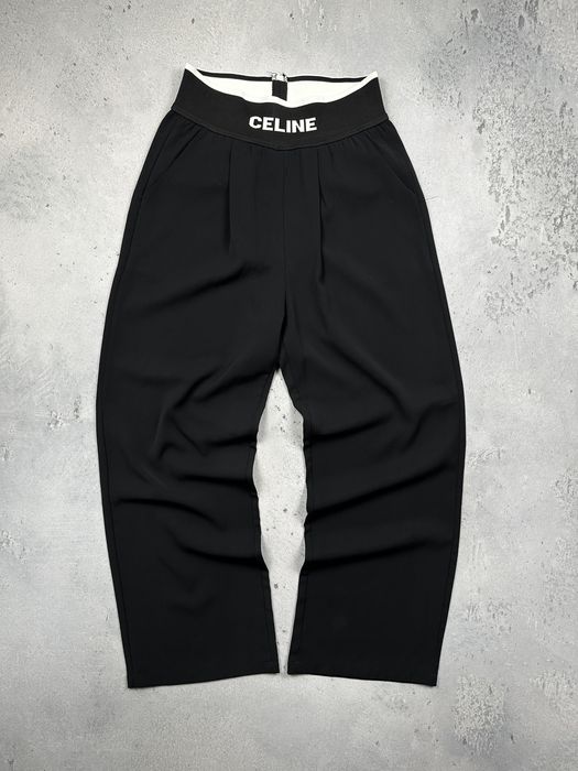 Luksusowe Spodnie Celine Z Szeroką Gumą z Logo