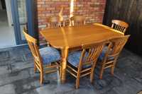 Stół dębowy, rozkładany + 6 krzeseł / meble holenderskie