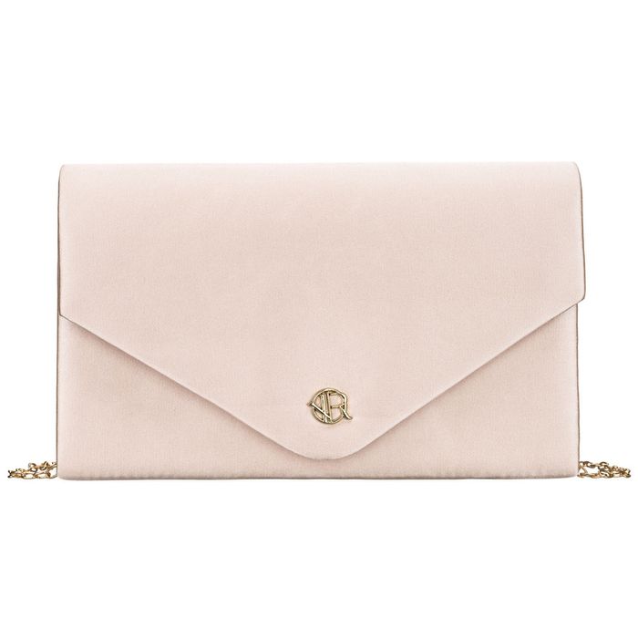 mała kopertówka damska wykonana z tkaniny syntetycznej w beżowym