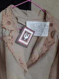 Блуза женская 50- 52, с рукавом, хб, новая, вышивка, УССР