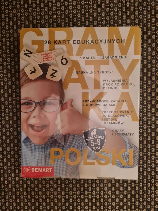 Karty edukacyjne do nauki - gramatyka Demart - zafoliowane pudełko