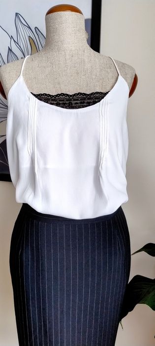 Biały top Zara,koszulka na ramiączkach z koronką