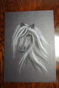Картина "Кінь", пастель, А4