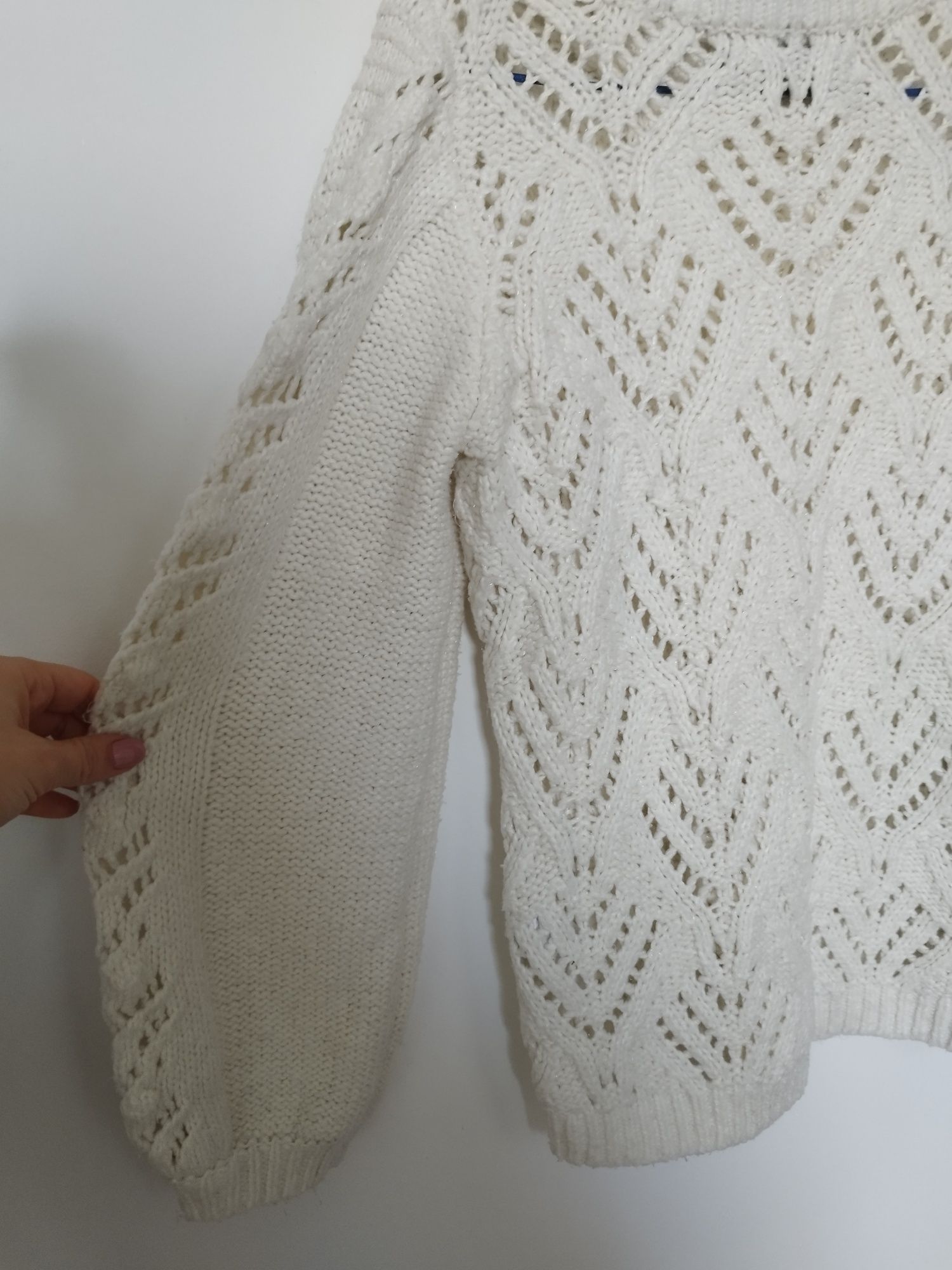 Ażurowy sweter Vero Moda 40 L biały ecru sweterek