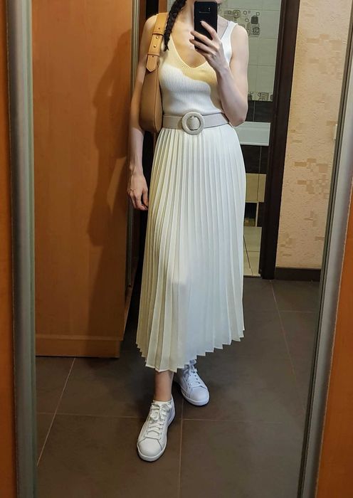 Плісирована спідниця, молочна, Zara