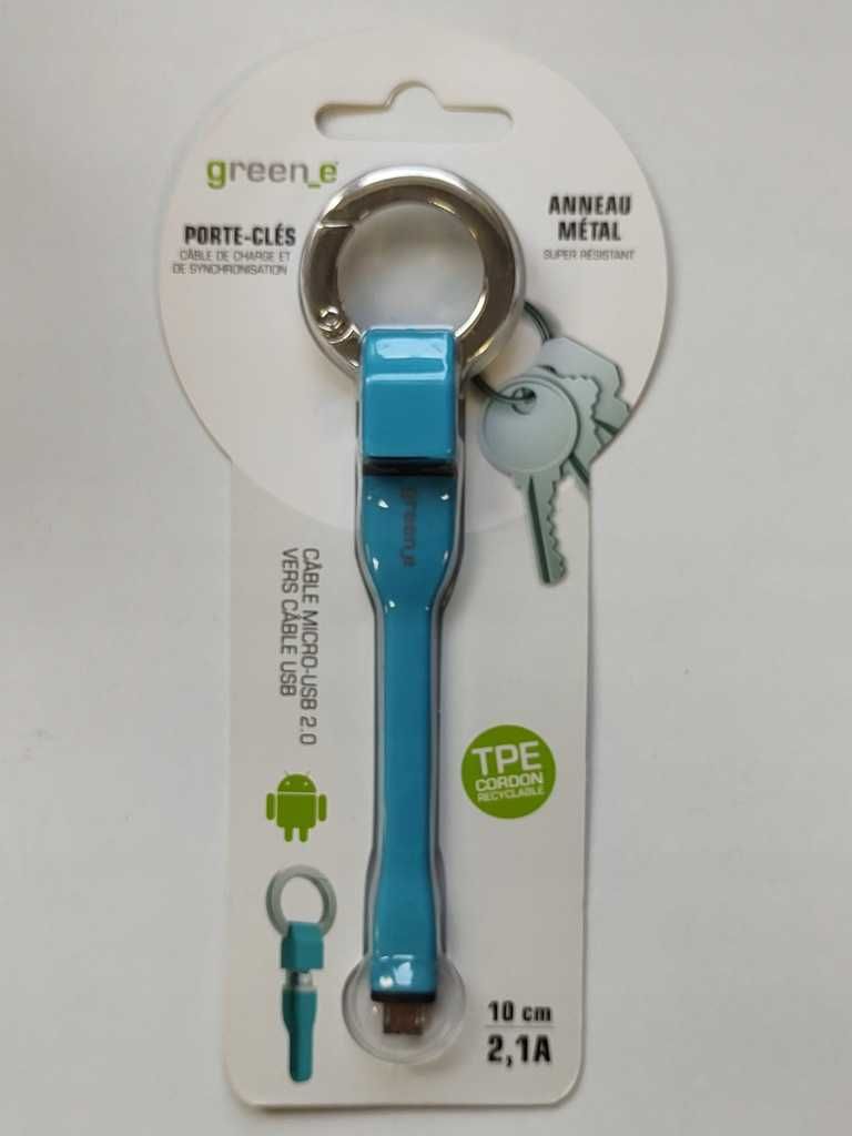 Brelok do Kluczy z Kablem microUSB na USB GREEN E