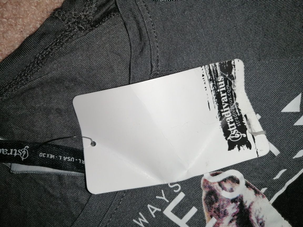 STRADiVARiUS _ szara bluzka crop top. 100% WiSKOZA. _ Nowa z metką