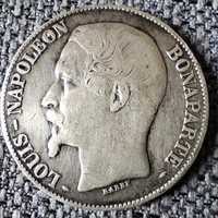 5 franków 1852 A Francja srebrna moneta, rzadsza