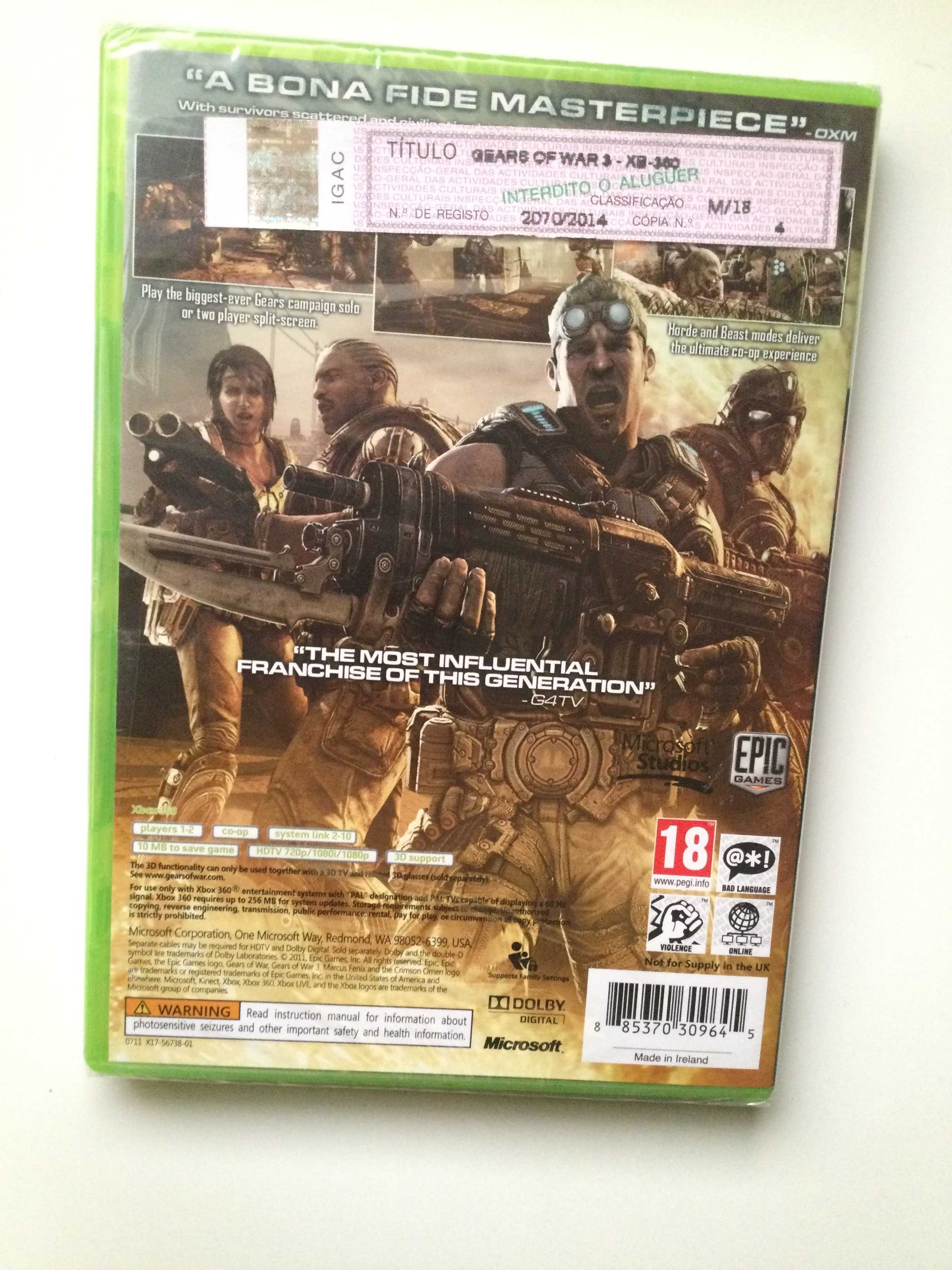 Xbox 360- Gears Of War 3 (selado)