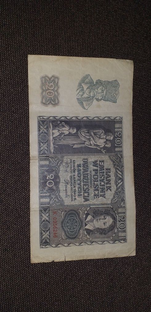 Banknot polskie 20zł z 1940r
