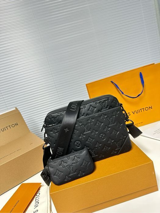 Louis Vuitton trio 3v1 messenger сумка кожаная черная 3в1