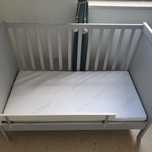 Łóżeczko Ikea sundvik szare materac Rucken 60x120 +barierka