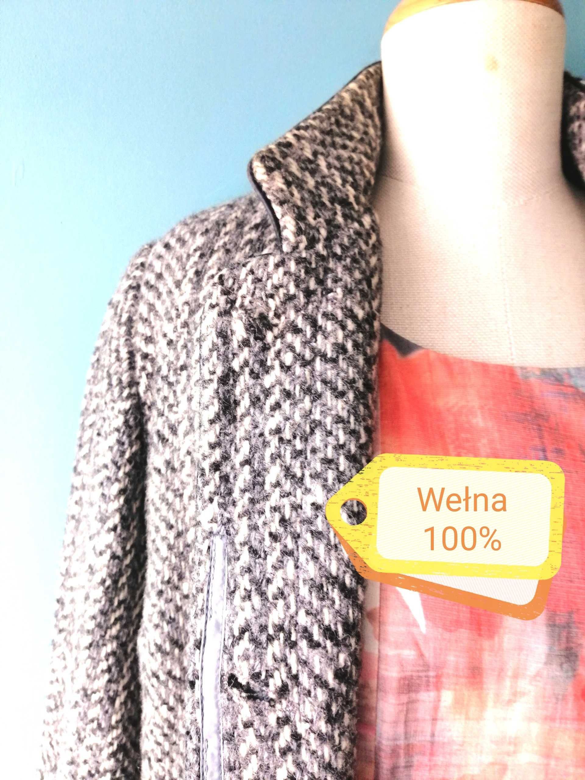 Płaszcz 100% wełna zimowy melanż Patricia Fashion 46