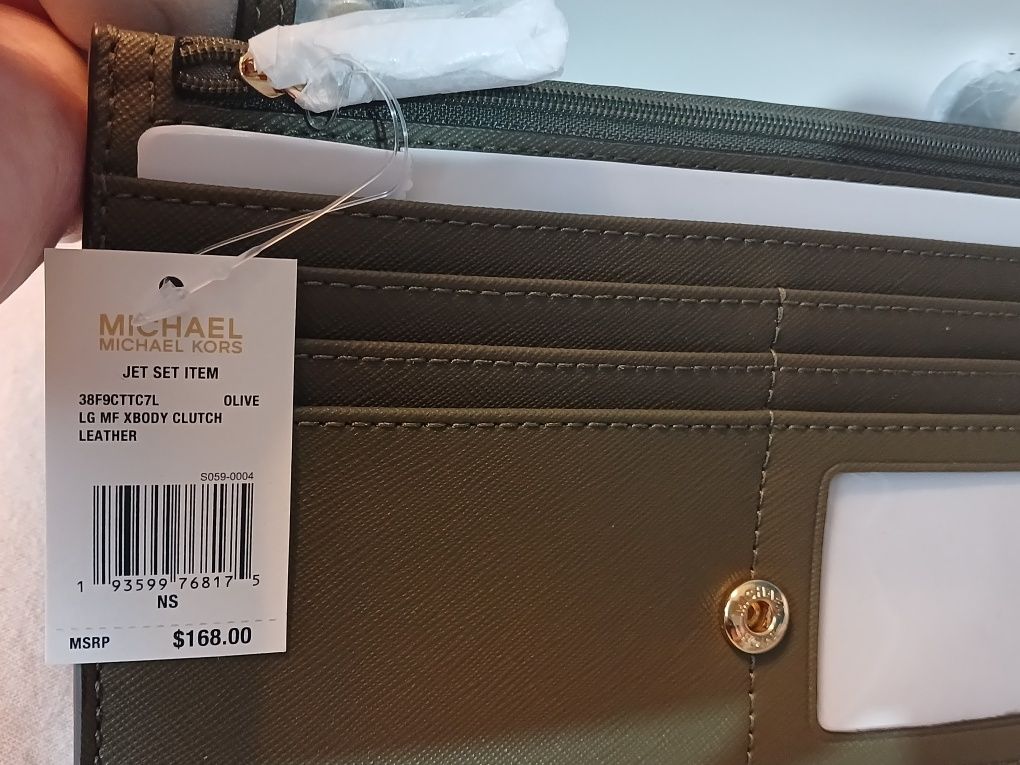 MICHAEL KORS Jet Set Saffiano Leather Convertible Crossbody Wallet